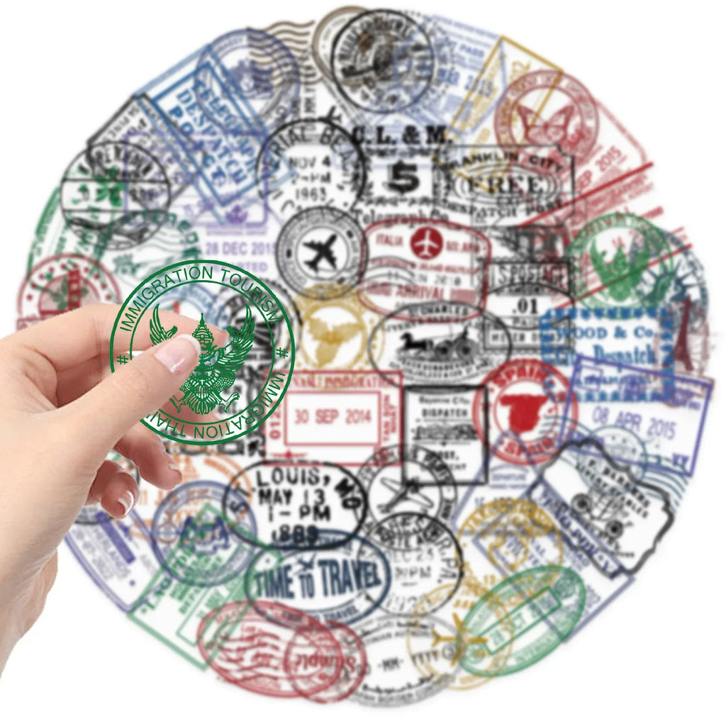 50PCS Transparent Retro Stamps Sticker DIY Phone Laptop Luggage Skateboard Graffiti Decals Fun for Kids Toys Gifts