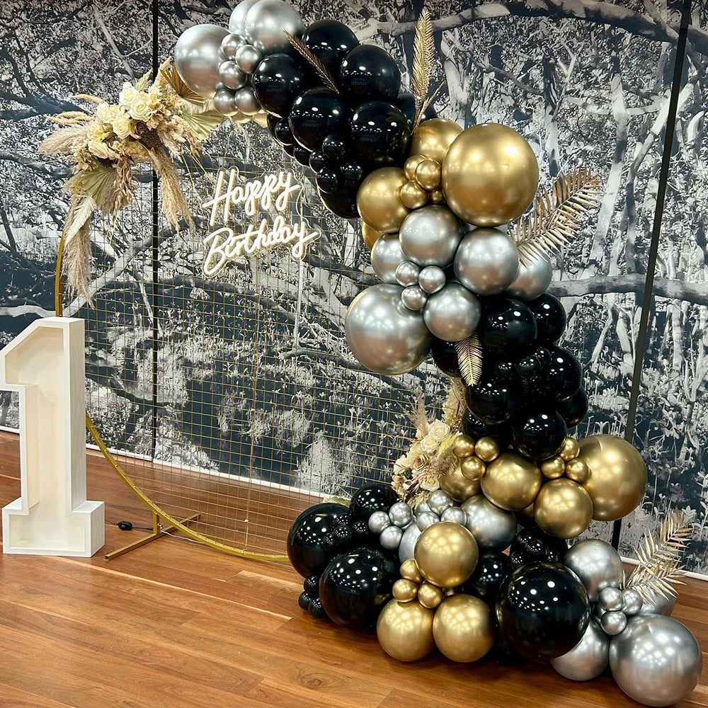 12inch Black Metallic Gold Latex Balloon Set Black Gold Confetti Balloon Graduation Globos Birthday Party Baby Shower Decoration