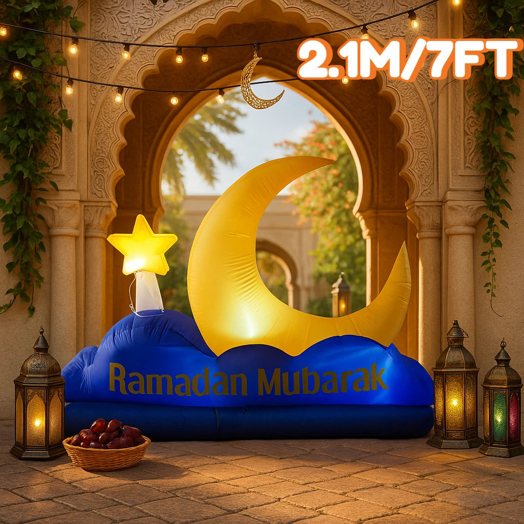 Ramadan Eid Mubarak Inflatable Decorations with LED Lights Muslim Islamic Holiday DIY Party Supplies  Outdoor Yard Ornament