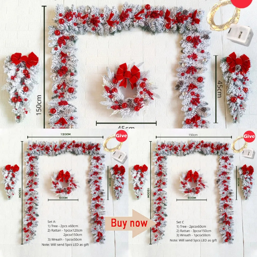 2024 front door Christmas wreath decoration upside down tree vine Christmas door and window decoration supplies