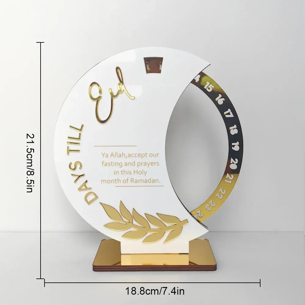 Rotatable Ramadan Countdown Advent Calendar with Base Eid Mubarak Table Ornament Islamic Muslim Party Decoration Kids Gift
