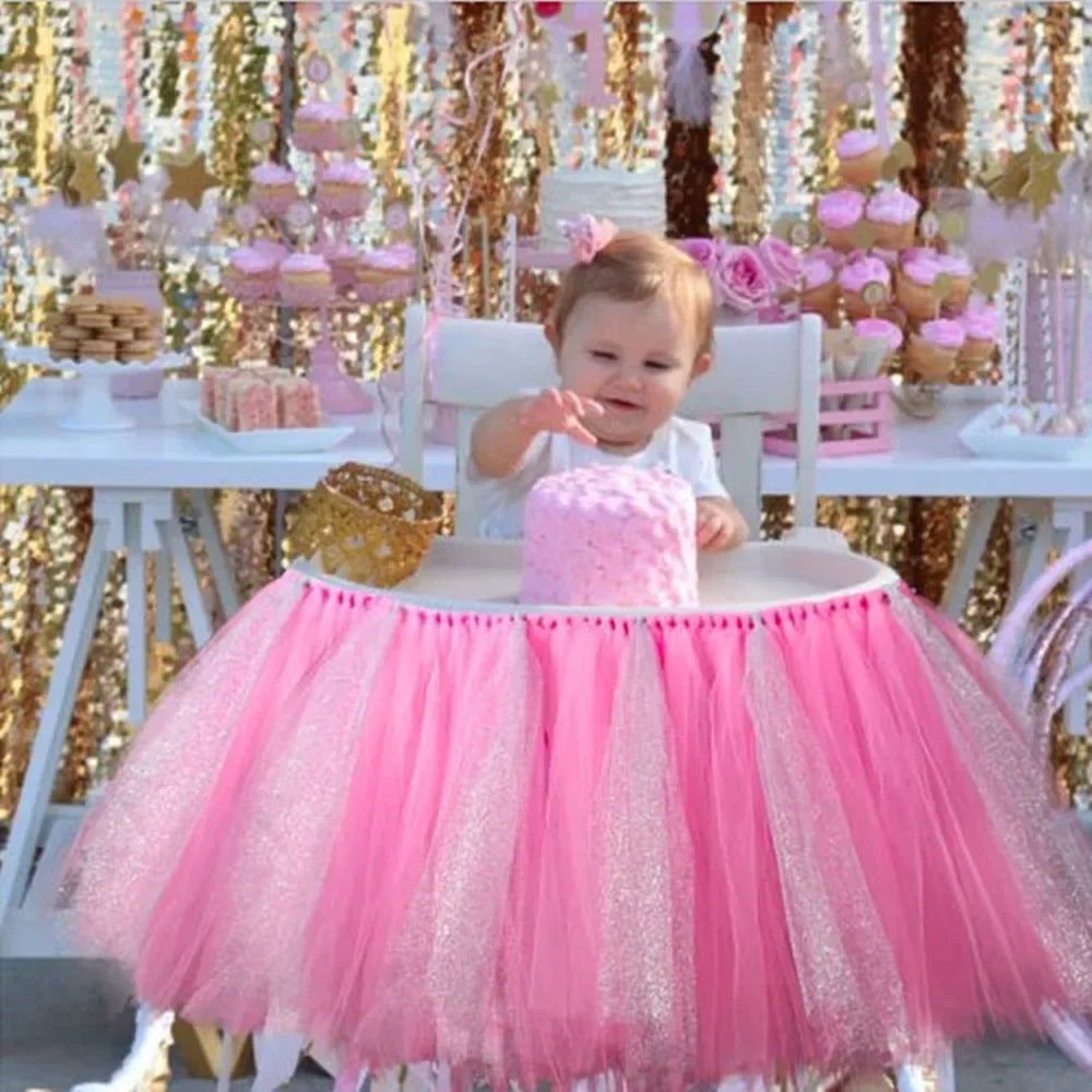 Tutu Chair Skirt Mesh Chair Skirt Children's Table Chair Skirt Party Decorative Chair Skirt Baby Birthday Party Decoration
