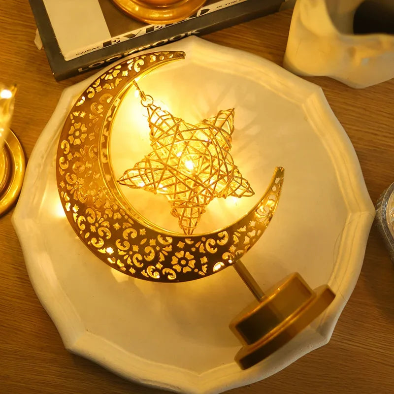 Ramadan Moon Led Light 2026 Eid Mubarak Decoration Metal Lamp for Home Room Ramadan Kareem Islamic Muslim Eid Al Adha Party Gift