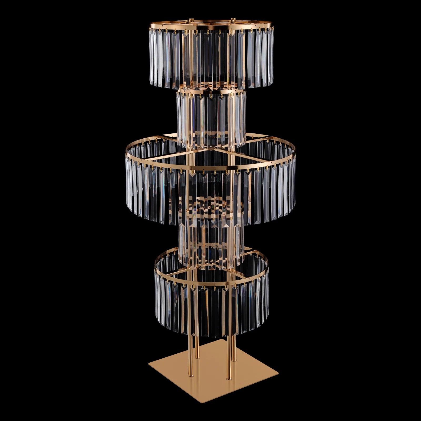 Gold 5 Tier Wedding Crystal Flower Rack Centerpieces Flower Stand Wedding Party Backdrop Stand Freestanding Floral Holder