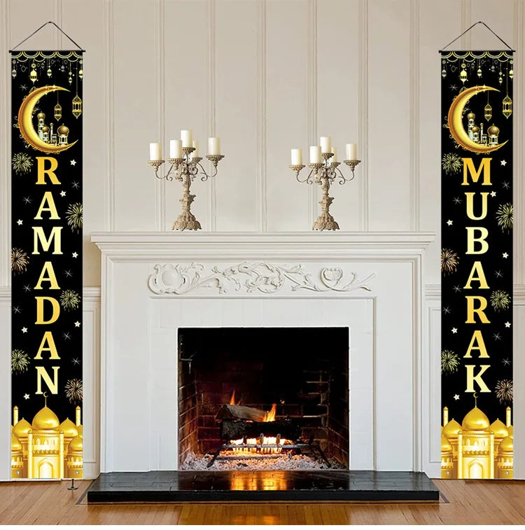 Eid Mubarak Door Banner Ramadan Decoration 2025 for Home Mubarak Ramadan Kareem Islamic Muslim Party Decor Eid Al Adha Gifts