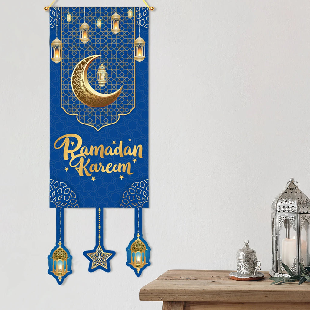 Eid Mubarak Decoration Hanging Flag Eid Mubarak Decor 2025 for Home Islamic Muslim Party Decor Ramadan Kareem Eid Al-Fitr Gift