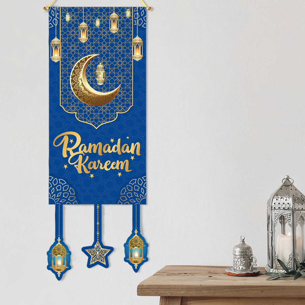 Eid Mubarak Decoration Hanging Flag Eid Mubarak Decor 2025 for Home Islamic Muslim Party Decor Ramadan Kareem Eid Al-Fitr Gift