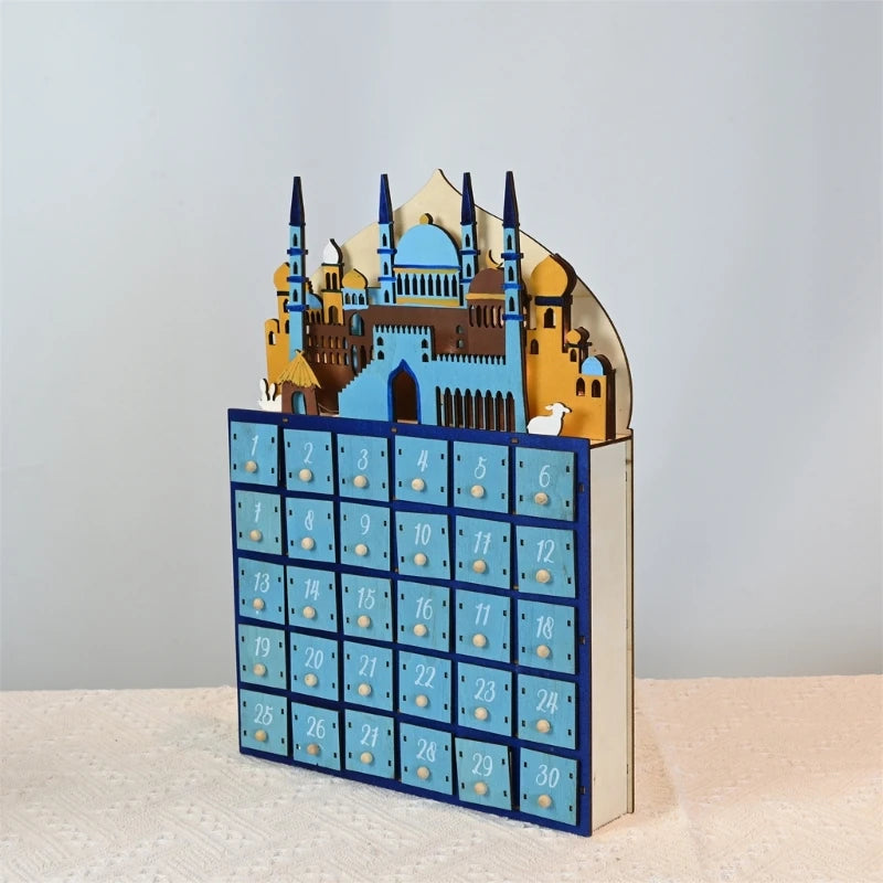 hot sale Islamics Home Decors Eid Countdown Calendar 30 Days Drawers LED Lighted Wood Ramadans Advent Calendar for Eid Mubarak