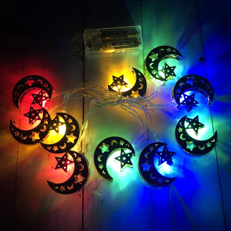 Moon Star Led String Lights EID Mubarak Ramadan Kareem Decoration For Home Islam Muslim Event Party Supplies Eid Al-Fitr Decor