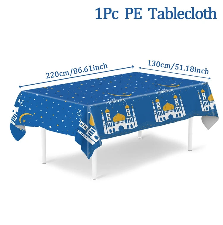 Eid Mubarak Tablecloths Ramadan Decoration 2025 for Home Islamic Muslim Party Decor Ramadan Kareem Tableware Eid Al Adha Gifts