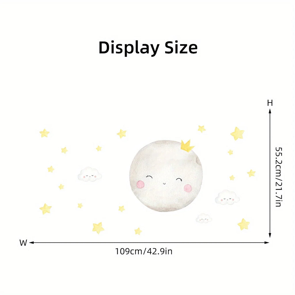 1PC Cartoon Cut Mother Moon and Stars Clouds Good Night Wall Stickers for Bedroom Living Room Nursery Decoration Wall Decals