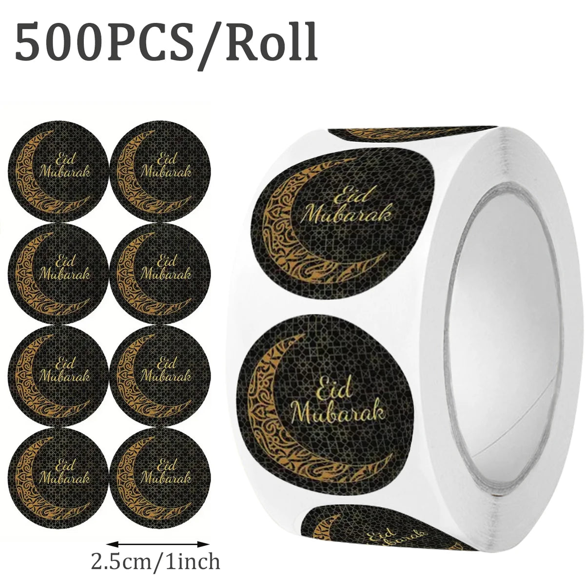 New EID Mubarak Stickers Gift Bag Candy Box Seal Lables Ramadan Kareem Paper Sticker Party DIY Decoration