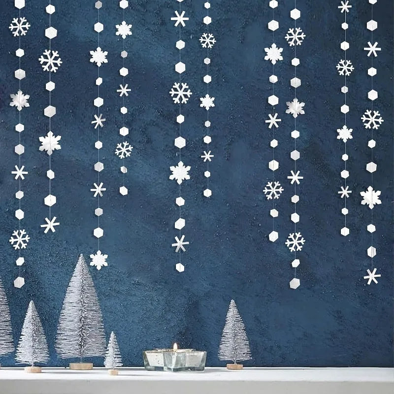 Winter Wonderland Party Decorations White Snowflake Paper Garlands Onderland Christmas Frozen Birthday Party Streamer Supplies