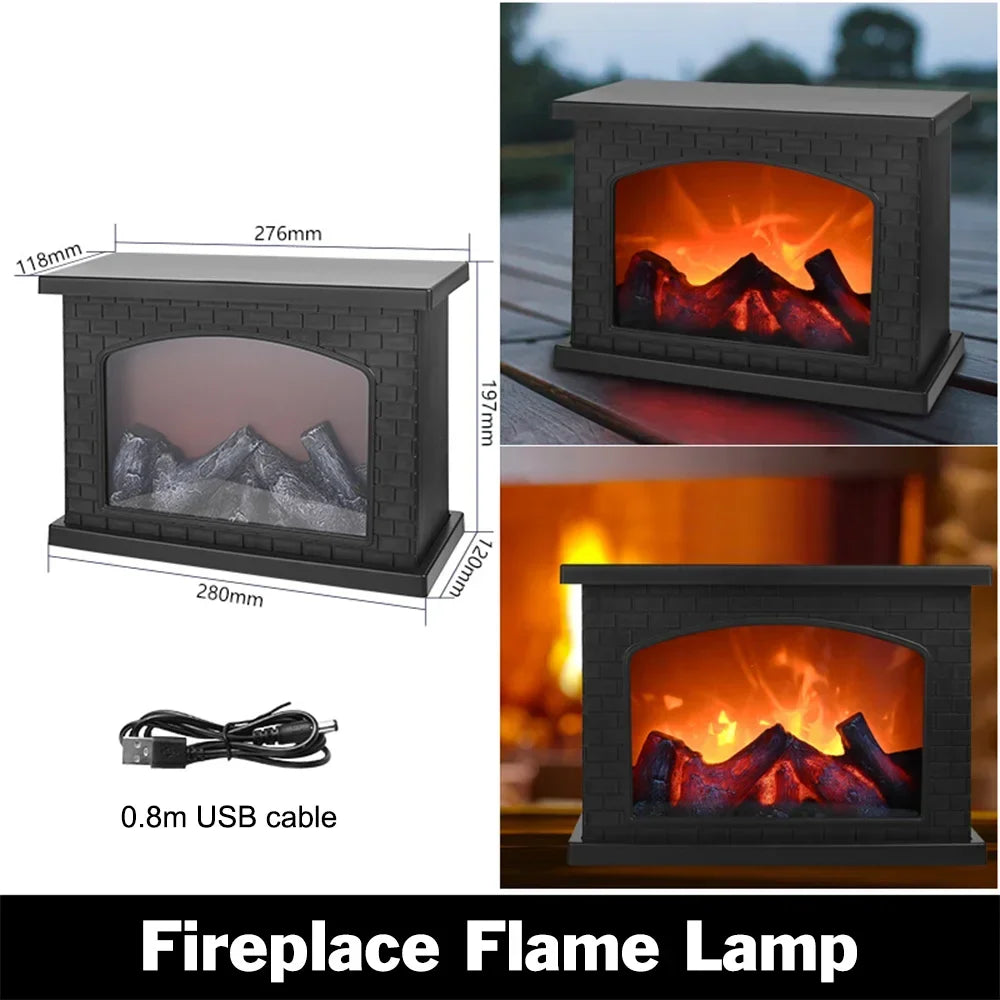Portable Simulated Fireplace Lantern Decoration, Flame Effect, LED Fire Lamp, Indoor and Outdoor, Christmas Decorations