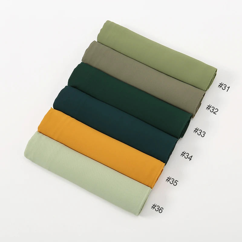 Women Chiffon Hijab Ramadan Abayas Premium Chiffon Scarf Shawl Muslim's dresses Hijab Cloth Islam Turban Solid Color Wraps