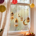1pcs Eid Ramadan Star Moon Lantern Window Wall Stickers Decoration Ramadan Wall Stickers Islamic Muslim Background Wall Stickers