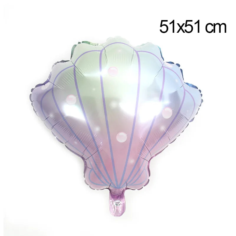 Sea Shell Balloon Transparent Rainbow Gradient Color Shell Foil Balloon Ocean Mermaid Theme Kids Birthday Wedding Party Decor