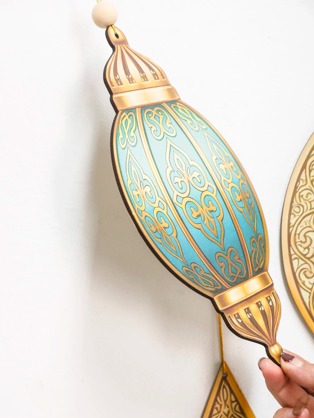 Ramadan Kareem Wall Hanging Decor Islamic Moon Star Lantern Ornaments with Tassel Muslim Festival Decoration for Home Party Gift