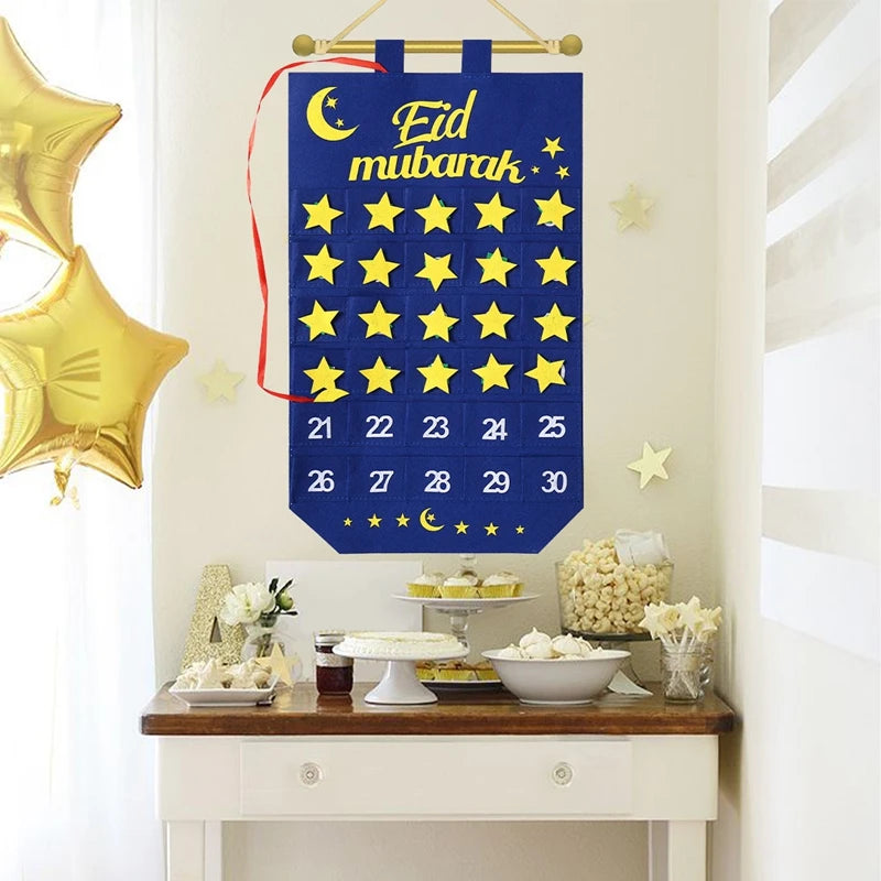 Personalized Ramadan 30 Day Advent Calendar for Muslim Islamic Kid Boy Girl Kareem Eid Al Fitr Wall Hanging Home Decoration Gift