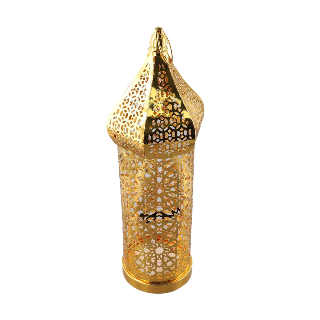 1PC Moroccan Golden Hollow Iron Lantern Ramadan Home Decoration Light Ornaments Gold Lanterns Moroccan Home Crafts Decoration