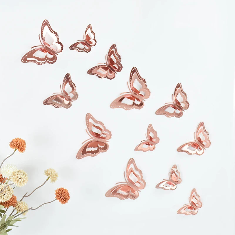 12pcs 3D Butterfly Wall Stickers Self Adhesive Butterfly Wallpaper For Home Living Room Decoration Kids Room Wall DIY Decal