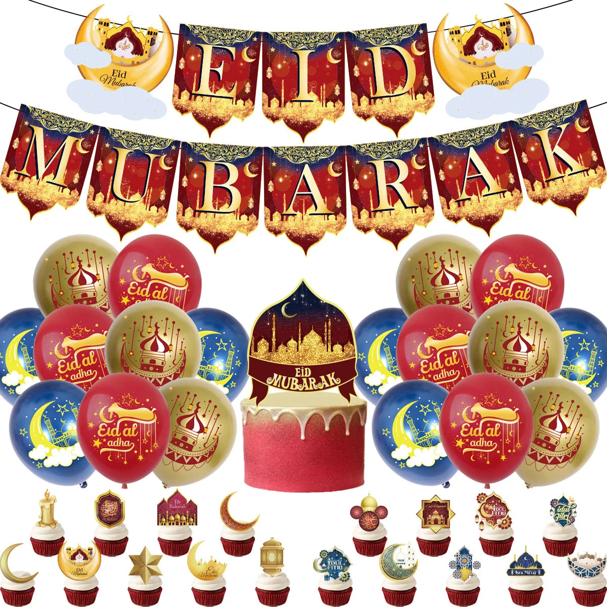 Ramadan Eid Mubarak Balloons Decorations Banner Moon Balloon Muslim Islamic Ramadan Mubarak Eid Al-fitr Party Supplies