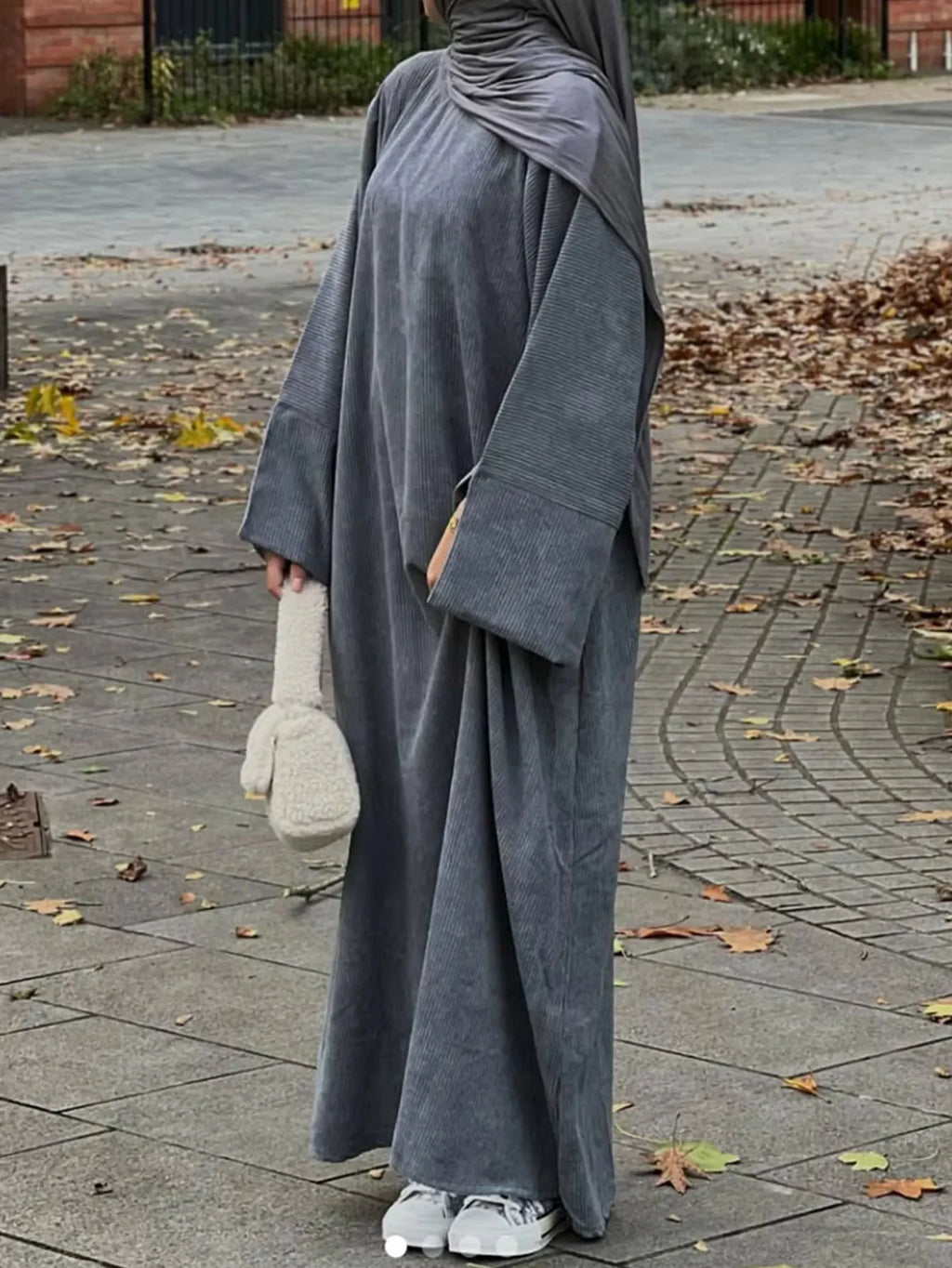 Closed Casual Corduroy Winter Abaya for Muslim Women – Eid 2025 Moroccan Kaftan Caftan Modest Dress
