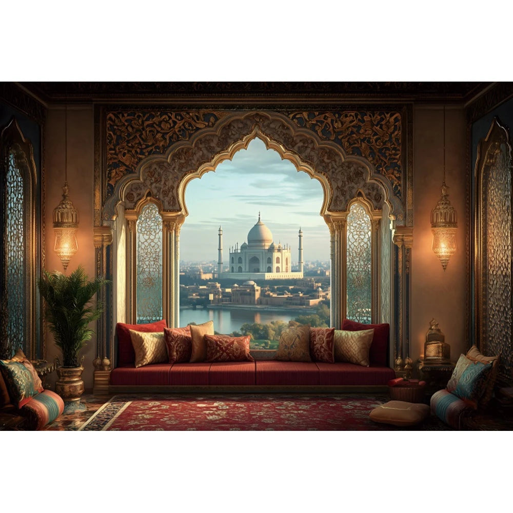 Islamic Mosque Background Ramadan Aladdin Eid Mubarak 2026 Muslim Kareem Al Fitr Festival Party Indoor Decoration Photo Backdrop