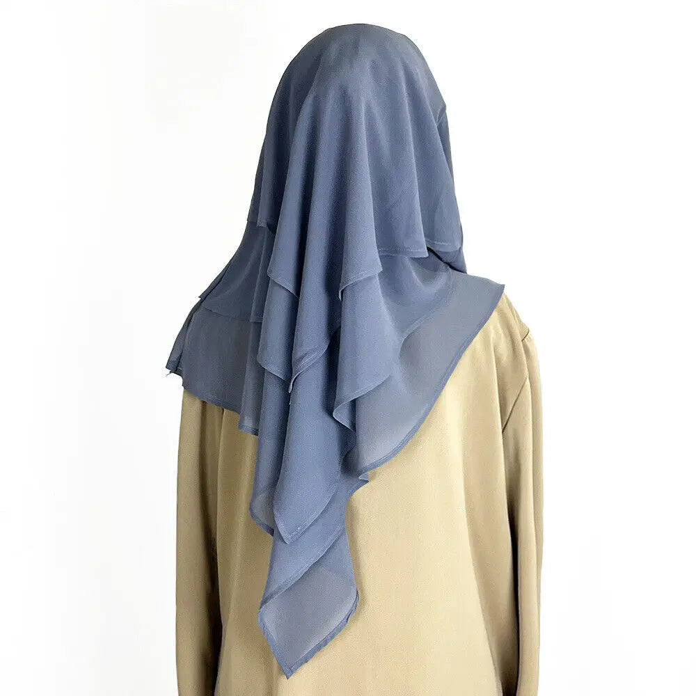 Chiffon Full Cover Scarf Niqab Women Muslim Summer Amira Hijab Islamic Khimar Arab Eid Ramadan Turban Islamic Solid Color