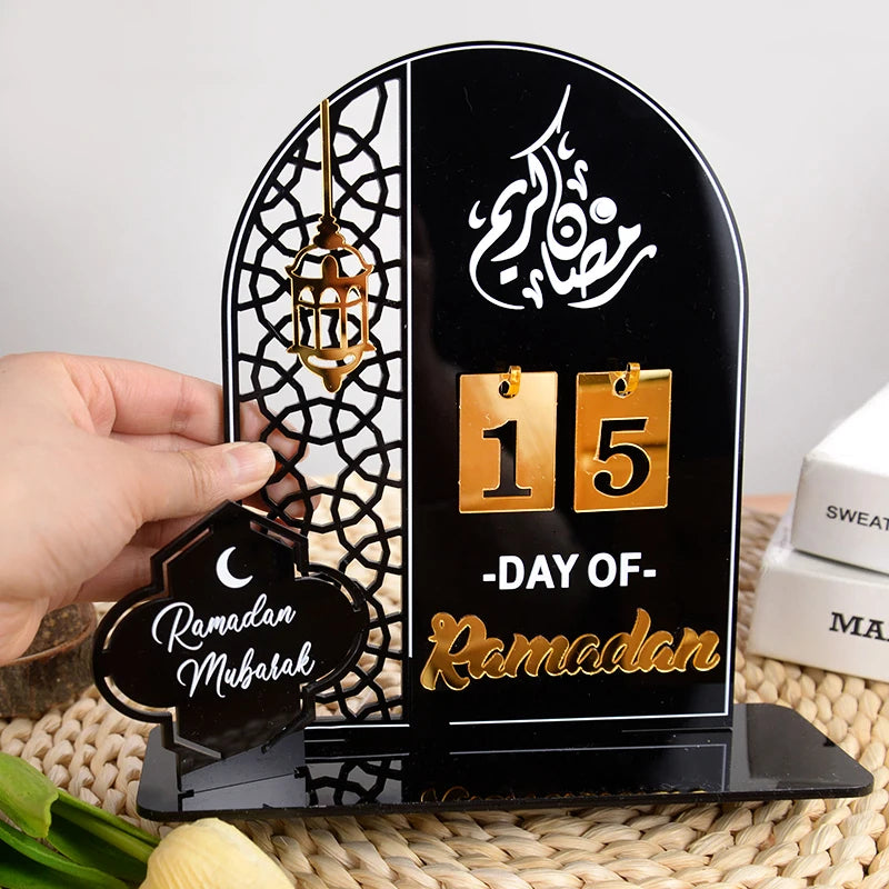 Acrylic Ramadan Countdown Calendar Gifts Day of Ramadan Calendar with Replacing Number 2026 Eid Mubarak Home Decoration Ornament