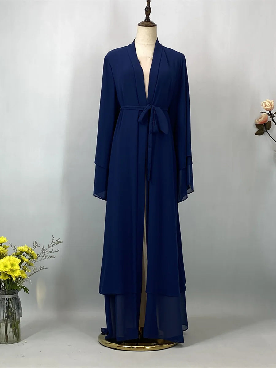 2025 Ramadan Kebaya Chiffon Open Abaya – Modest Women Muslim Kaftan Dress