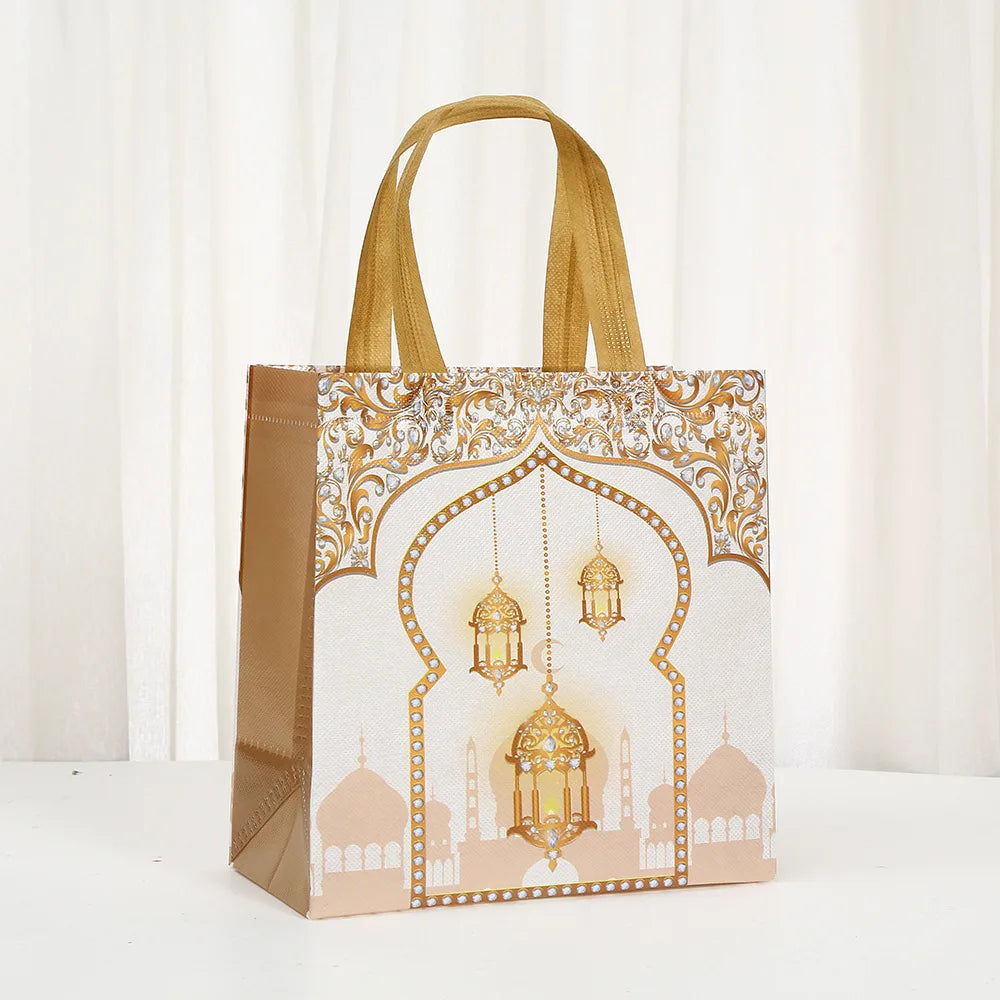 6/12pcs Eid Mubarak Non-Woven Gift Bags with Handle Ramadan Gift Packaging Bag Ramadan Kareem Decor Islamic Festival Party Favor