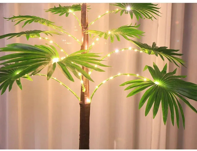 55CM Creative LED Table Lamp Palm Tree USB Artificial Plant Decor Desk Lights Home Bedroom Bedsides Night Lamp Decoration Lamp