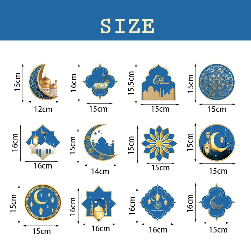 1Set Ramadan Mubarak Paper Banner Garland Hanging Pendant 2025 Islamic Muslim Party Moon Castle Decor EID Party Gift Supplies