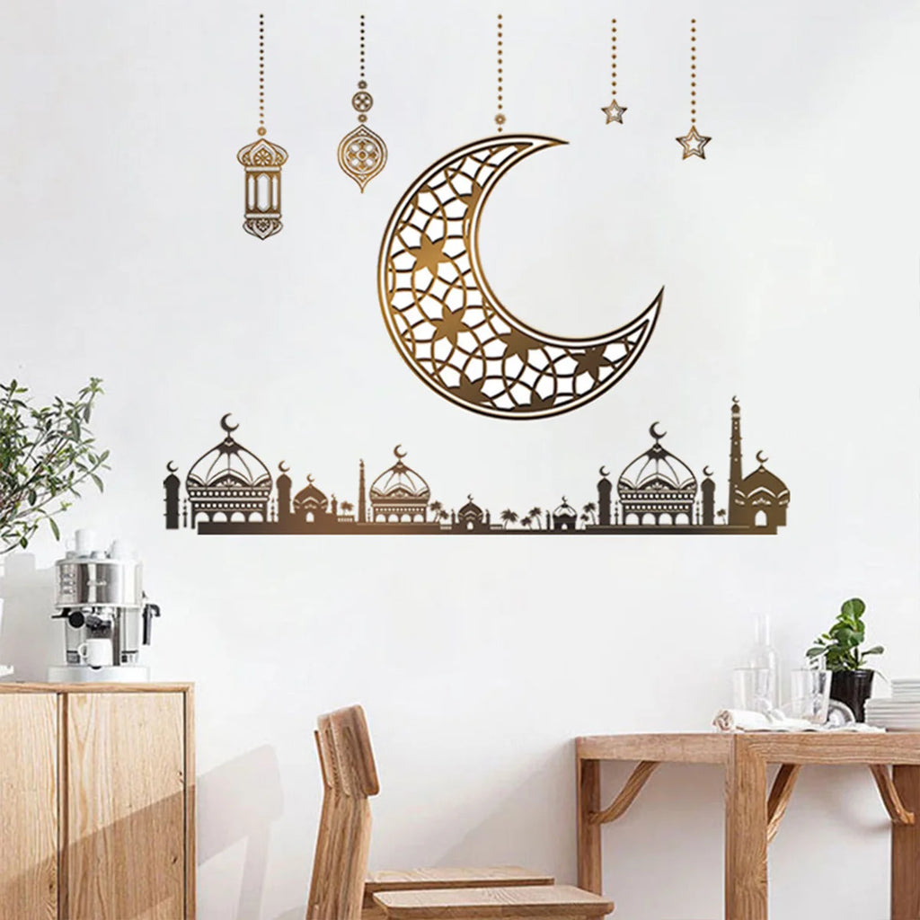 Eid Mubarak Wall Stickers Kareem Ramadan Decoration for Home Islamic Muslim Festival Eid Al-Fitr Party Supplies Window Sticker