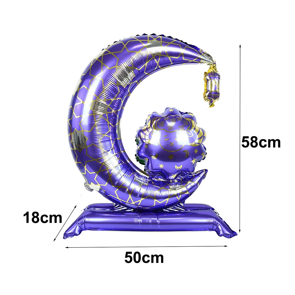 Happy Eid Ramadan Mubarak Foil Balloon DIY Decoration Islamic Ramadan Stars and Moon Helium Balloon Celebration Party Decoration