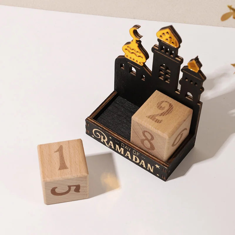 Ramadan Wooden Countdown Calendar Home Table Ornaments Islamic Muslim Party Gift 2026 Eid Mubarak Calendar Blocks Diy Decoration