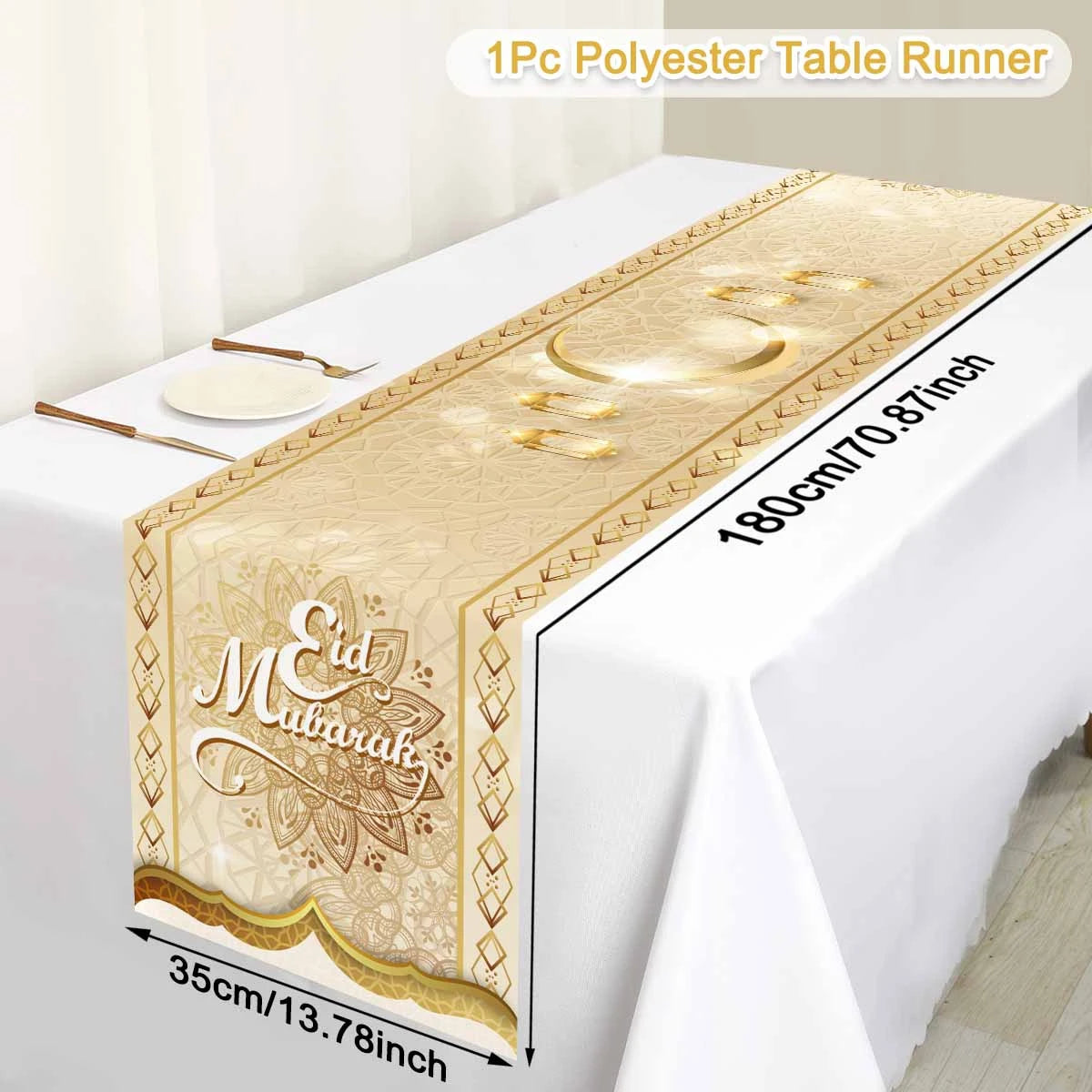 2026 Eid Mubarak Table Runner Ramadan Decor for Home Kitchen Dinning Islamic Muslim Party Decor Ramadan Kareem Eid Al Adha Gift