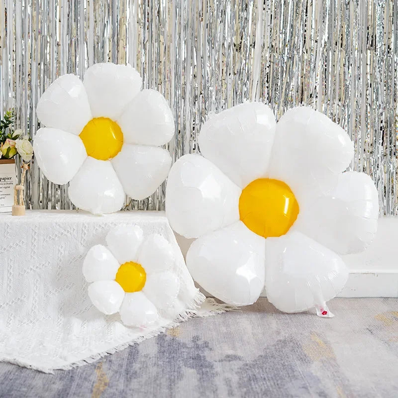 10/1PCS White Daisy Flower Balloon Multi Size Sunflower Foil Balloons Helium Ball Children Birthday Party Baby Shower Decoration