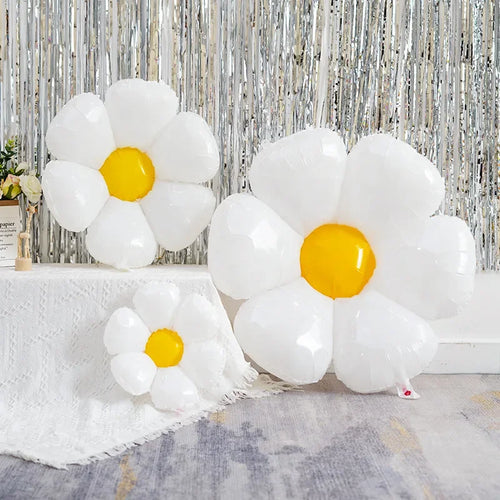 10/1PCS White Daisy Flower Balloon Multi Size Sunflower Foil Balloons Helium Ball Children Birthday Party Baby Shower Decoration