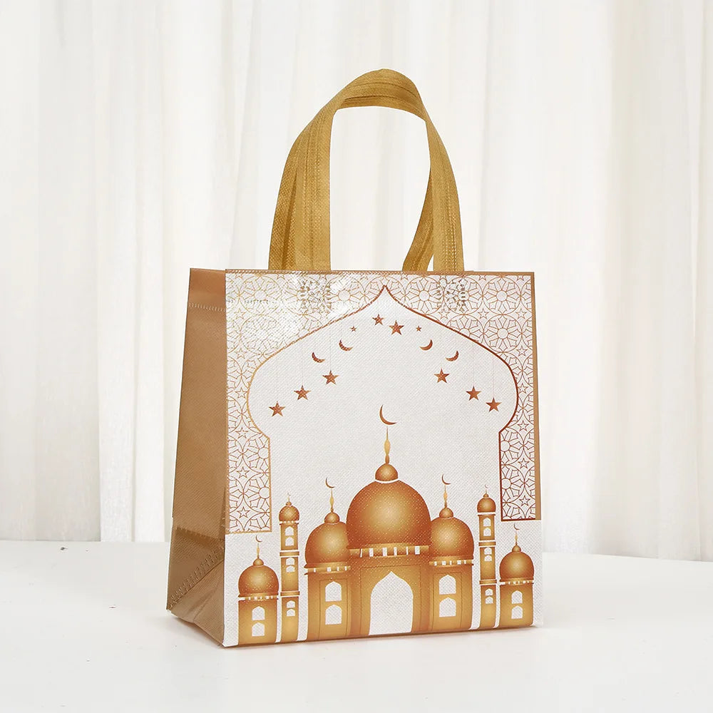 6/12pcs Eid Mubarak Non-Woven Gift Bags with Handle Ramadan Gift Packaging Bag Ramadan Kareem Decor Islamic Festival Party Favor