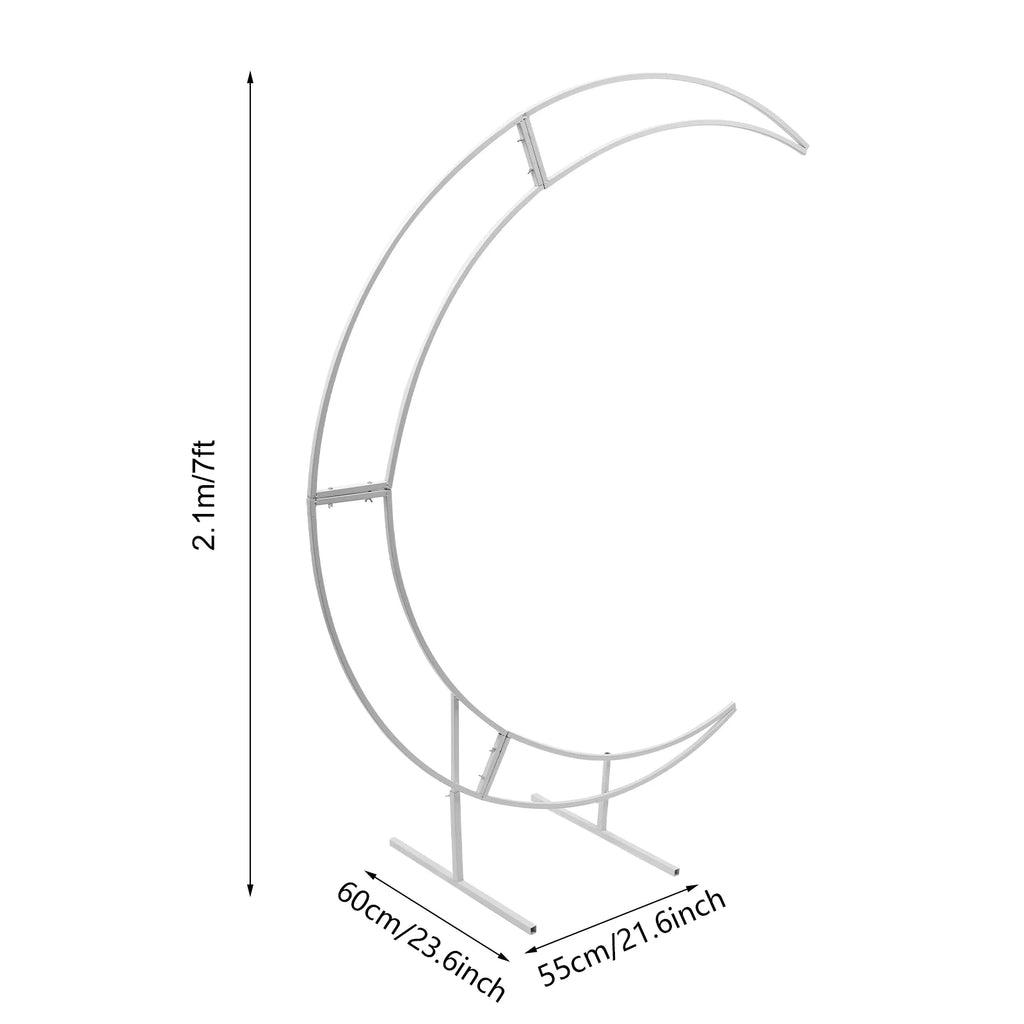 7ft Gold/White Metal Crescent Moon Wedding Arch Stand Curved Flower Balloon Frame 5kgLoad-bearing Capacity Plant Climbing Stand
