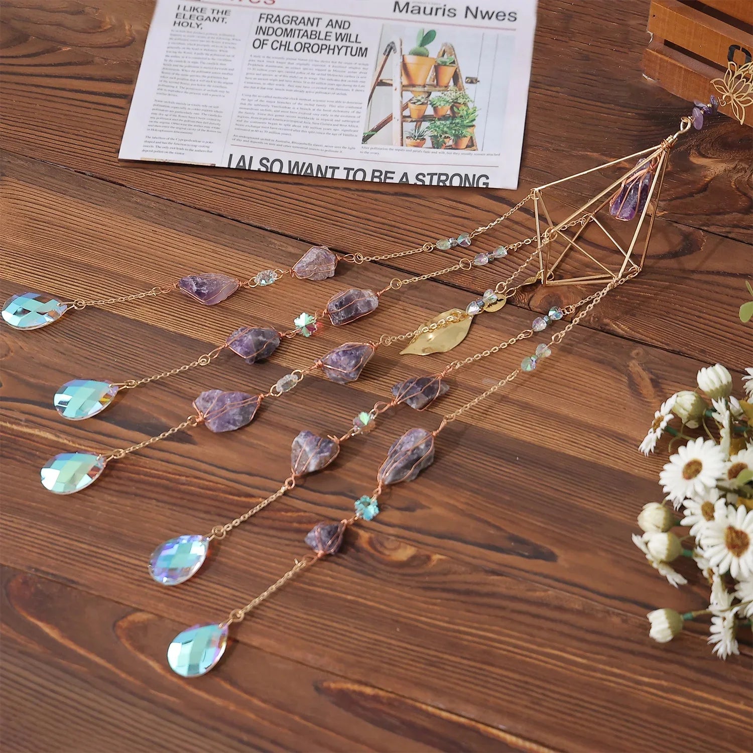 Natural Agate Dream Catcher Wall Hanging Moon Star Sun Crystal Stone Dream Catcher Garden Bedroom Agate Wall Hanging Decorations