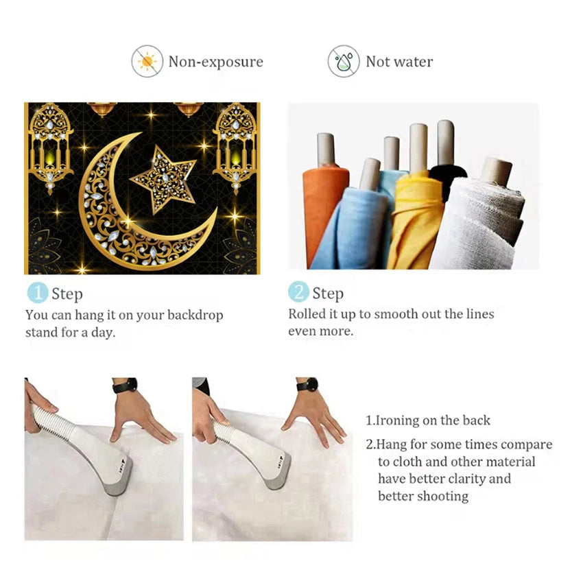 Ramadan Eid Door Cover Backdrop Supplies Moon Mosque Background Islamic Muslim Festival Theme Party Decoration Photography Props
