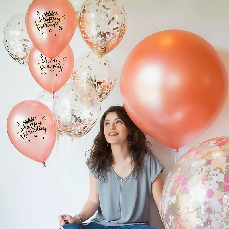 10Pcs/set Happy Birthday Latex Balloons 12inch Helium Confetti Air Globos Kids Adult Birthday Party Decoration Supplies