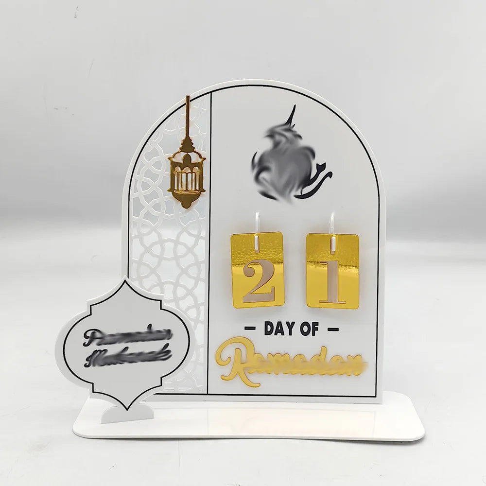 Ramadan Countdown Calendar 2026 Acrylic Silver Eid Mubarak Advent Islamic Home Decor For Muslim Party Indoor Table Desk Gifts
