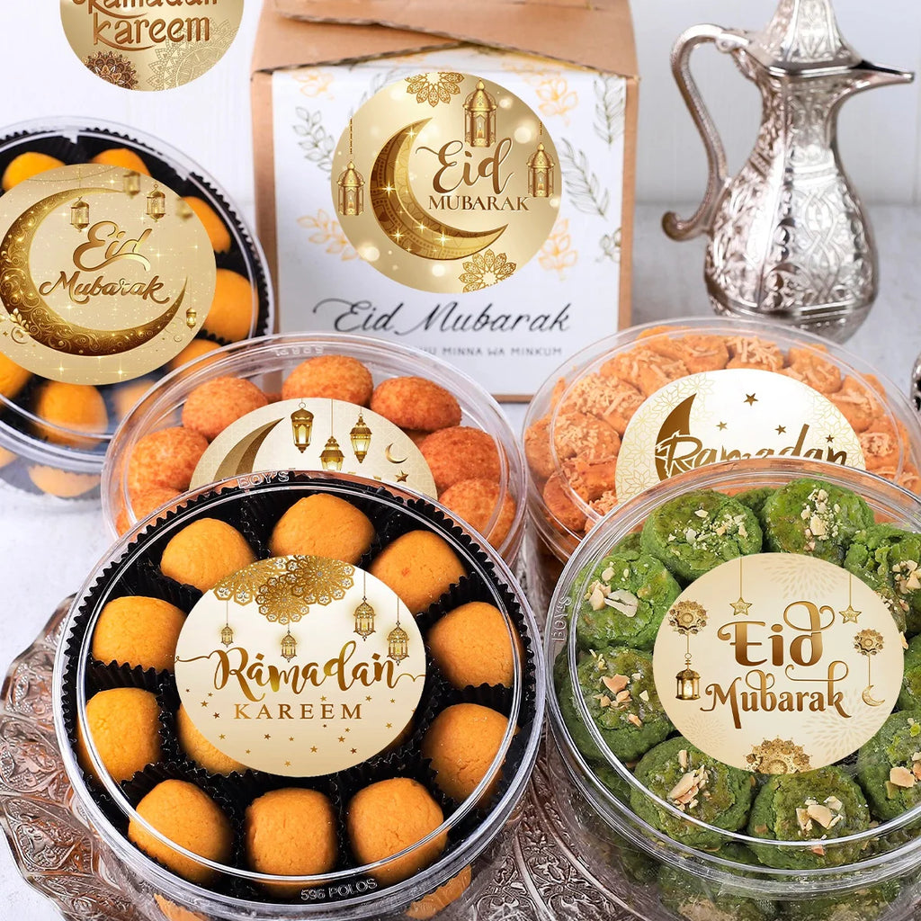 500pcs Eid Mubarak Stickers Gold Labels for Home 2025 Ramadan Kareem Islam Muslim Party Eid Al Adha Gifts Ramadan Mubarak