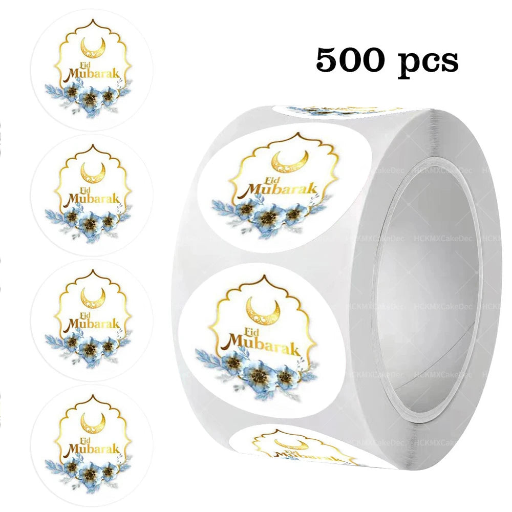 New EID Mubarak Stickers Gift Bag Candy Box Seal Lables Ramadan Kareem Paper Sticker Party DIY Decoration