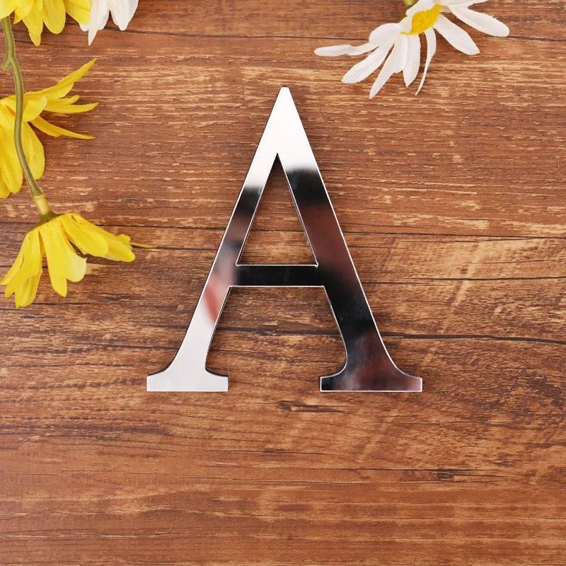 Acrylic Mirror 3D Alphabet  House Number Wall Sticker English Alphabet Sticker Decoration Wedding love letters Decorative