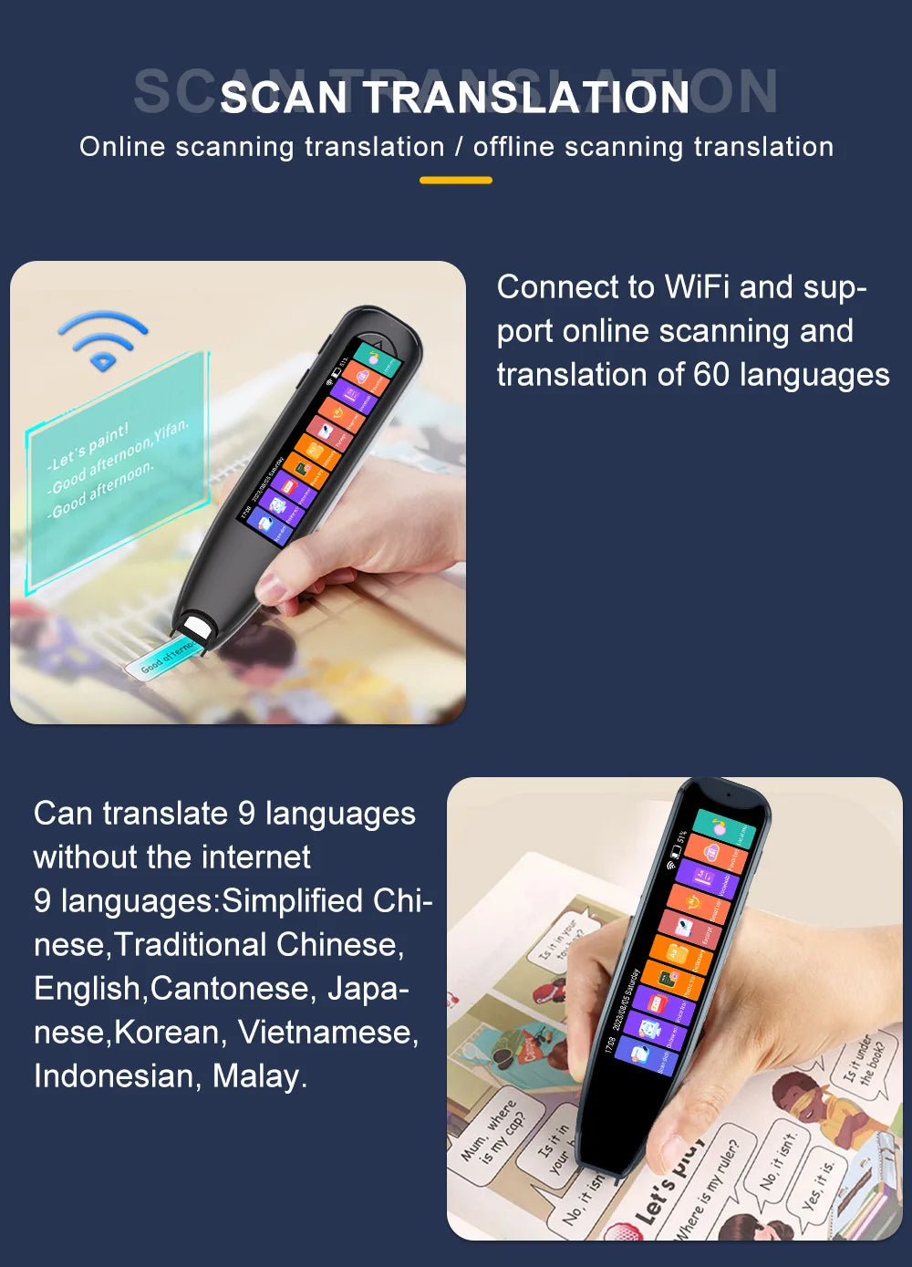 MD22 Voice Translator Pen Offline Scan Reading 134 Language Translation
